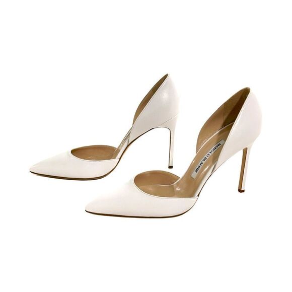 Manolo Blahnik Tayler Leather D'Orsay White Pumps Size 39/9 NIB - Picture 4 of 9